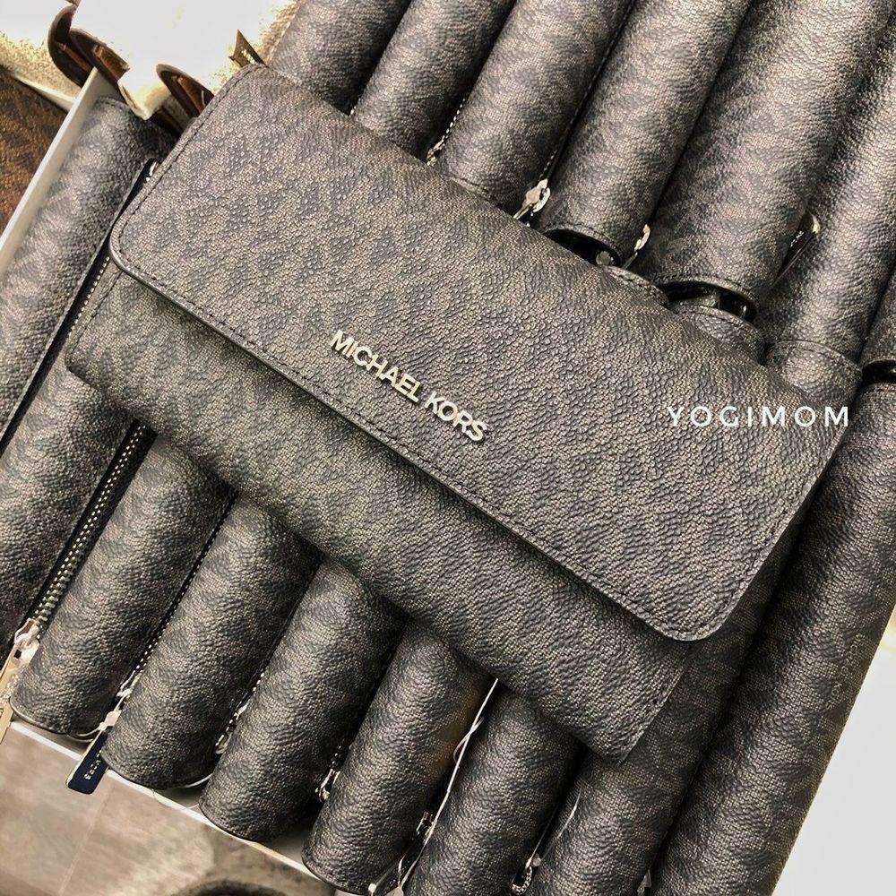 BUNDLE Michael Kors Jet set Travel Large MESSENGER Crossbody Purse Wallet Black - Picture 10 of 12